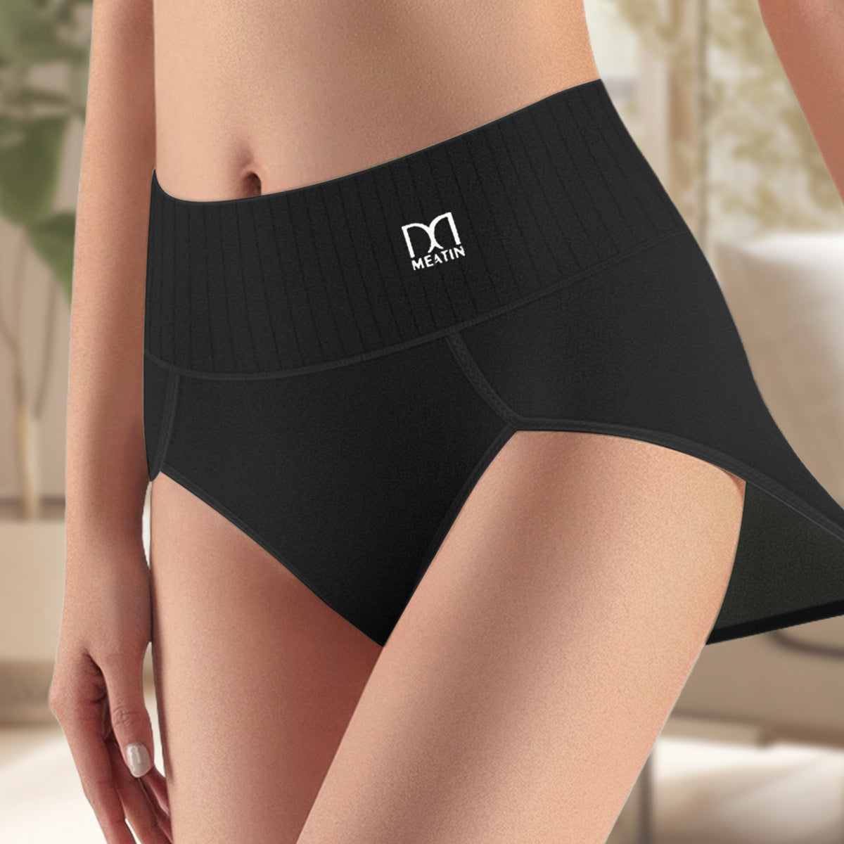 Breathable Solid Solor Tummy-Controlling Butt Lift High Waisted Briefs
