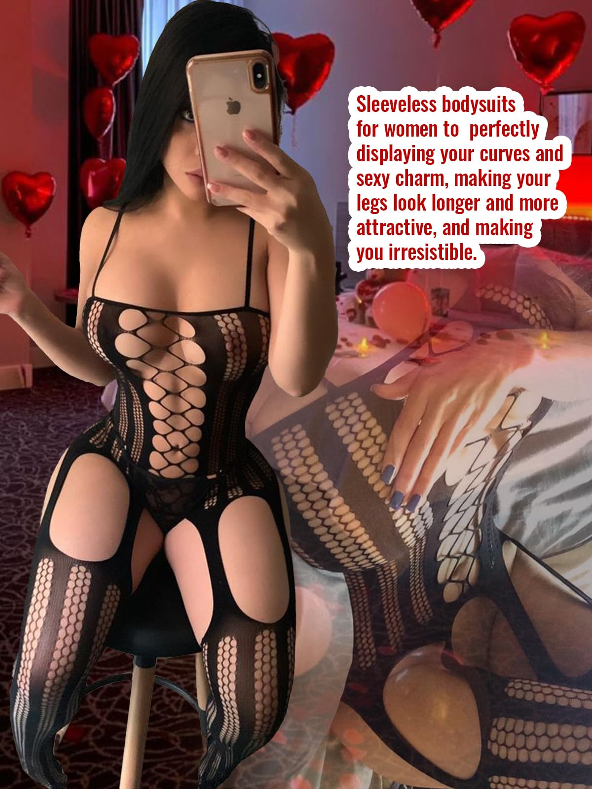 Fishnet Bodystocking Crotchless Bodysuit Sexy Tights Soft Lingerie