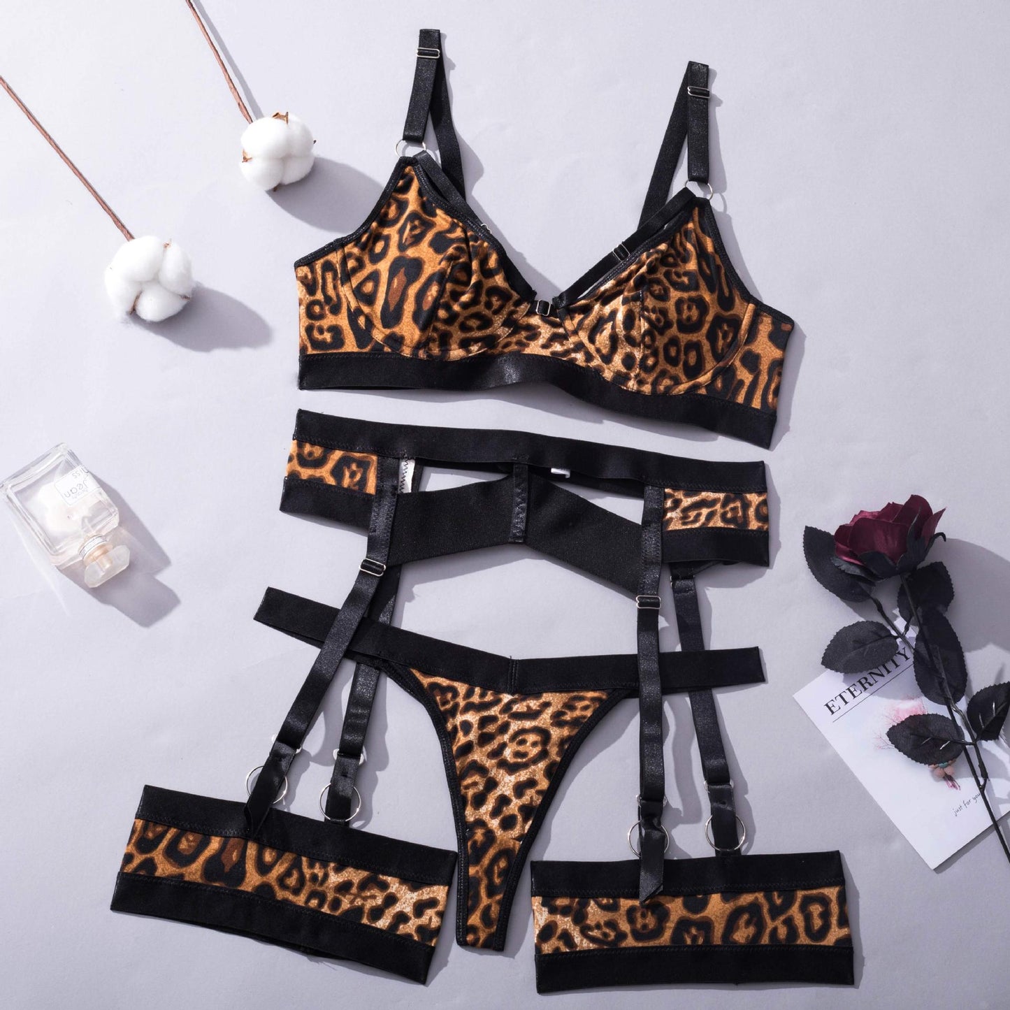 Sheer Matching 4 Piece Lingerie Set
