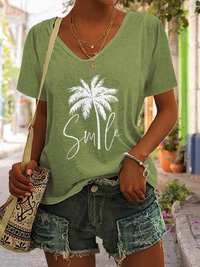Palm Tree Print Short Sleeve T-Shirt