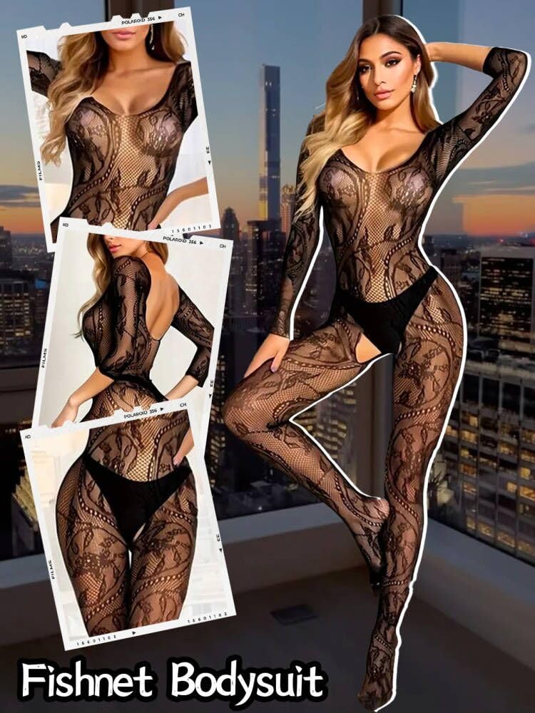 Fishnet Bodystocking Crotchless Bodysuit Sexy Tights Soft Lingerie