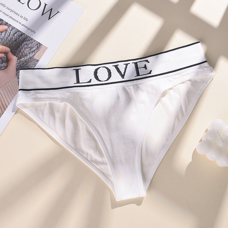 Letter Simple Soft Mid-Waist Fashionable Daily Comfortable Underwear