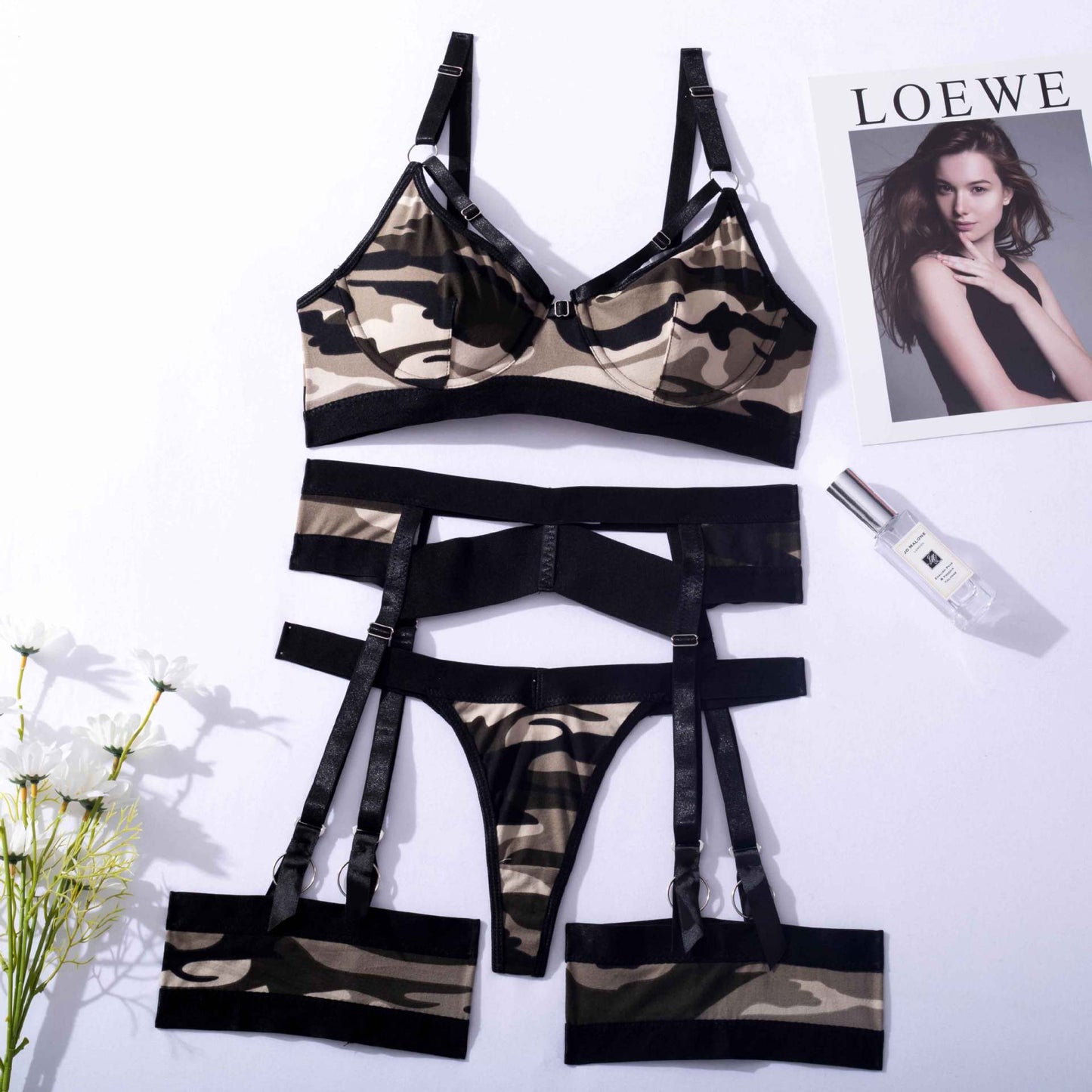 Sheer Matching 4 Piece Lingerie Set