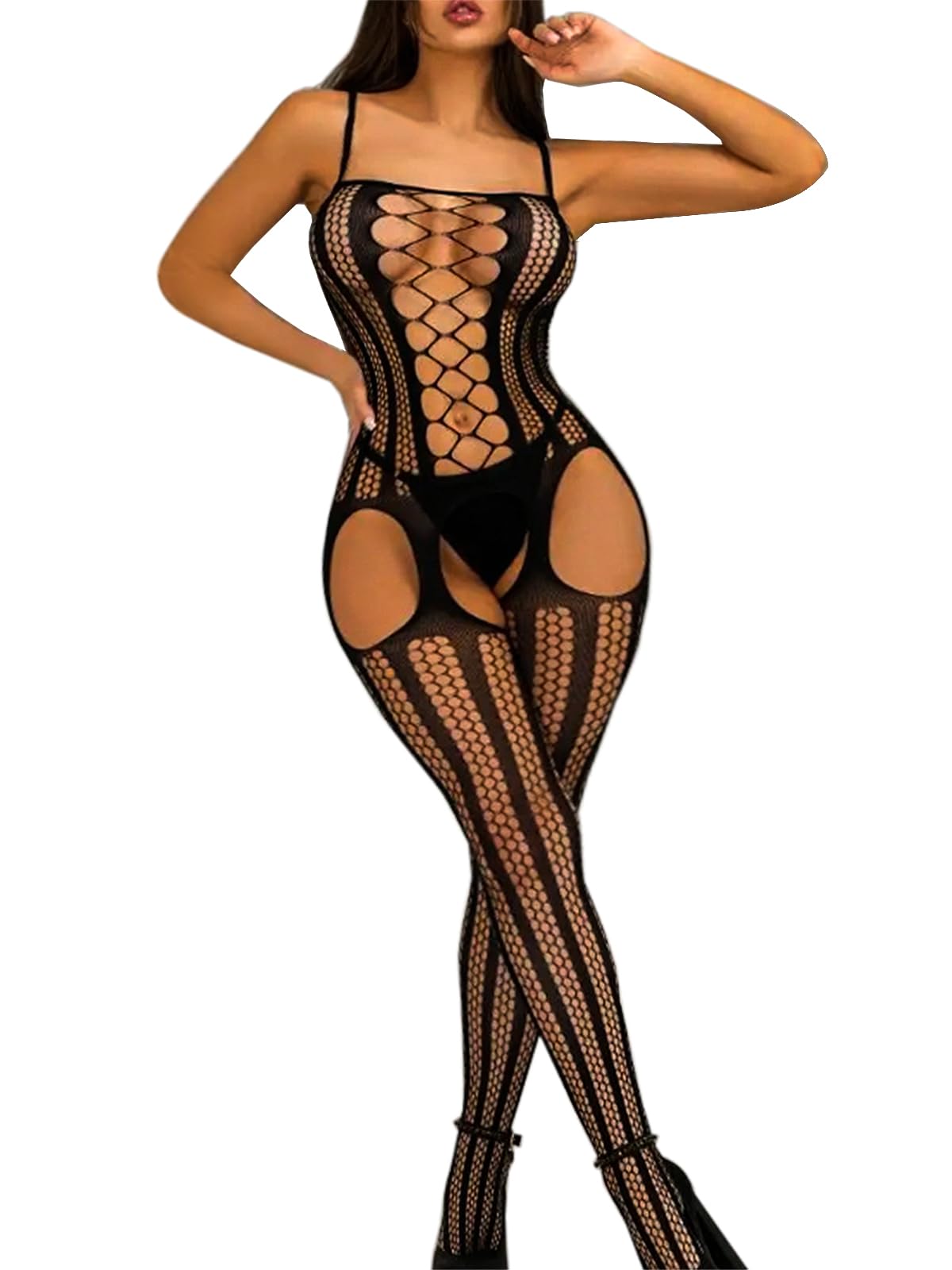 Fishnet Bodystocking Crotchless Bodysuit Sexy Tights Soft Lingerie