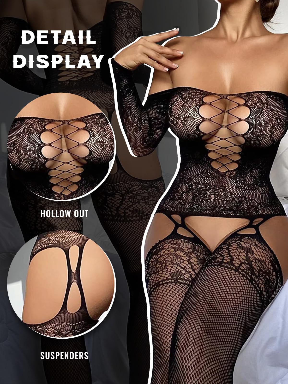 Fishnet Bodystocking Crotchless Bodysuit Sexy Tights Soft Lingerie