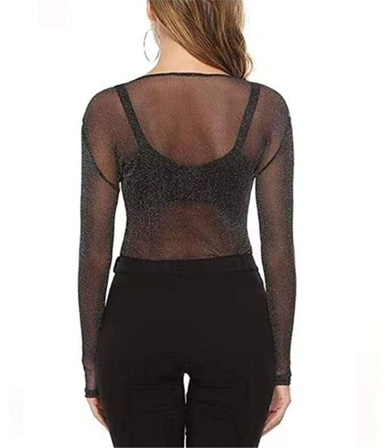 High Elastic Mesh Sexy Mesh See-Through T-Shirt
