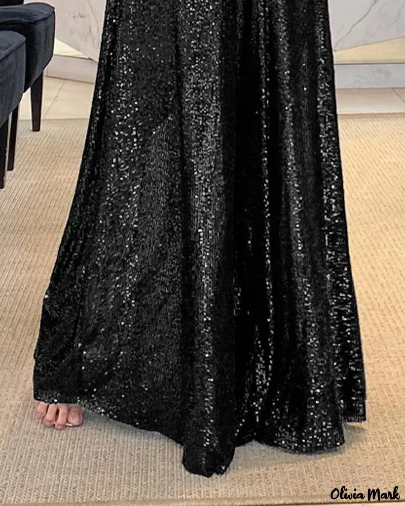 Wide Leg Sequin High Waisted Flare Pants