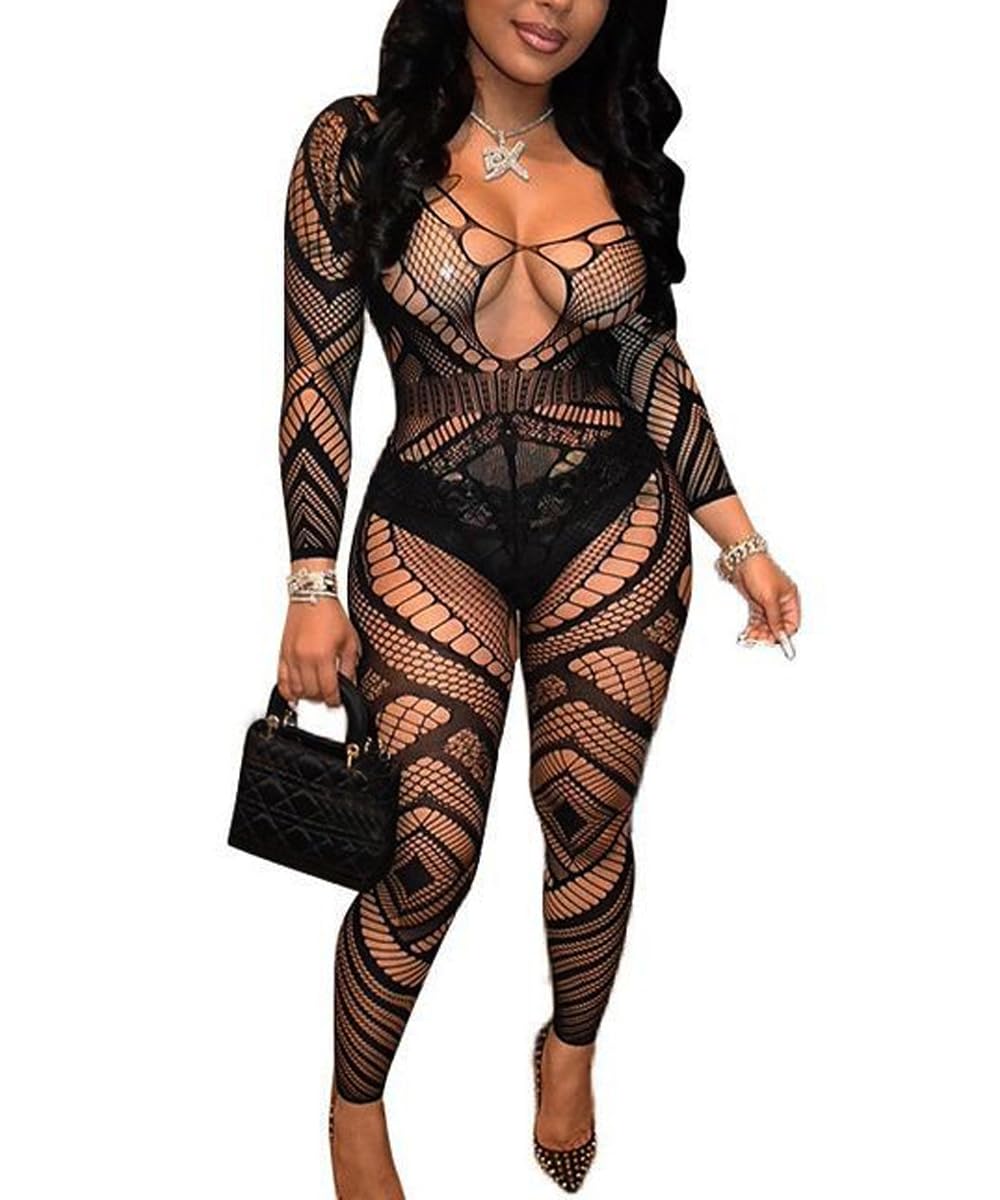 Fishnet Bodystocking Crotchless Bodysuit Sexy Tights Soft Lingerie