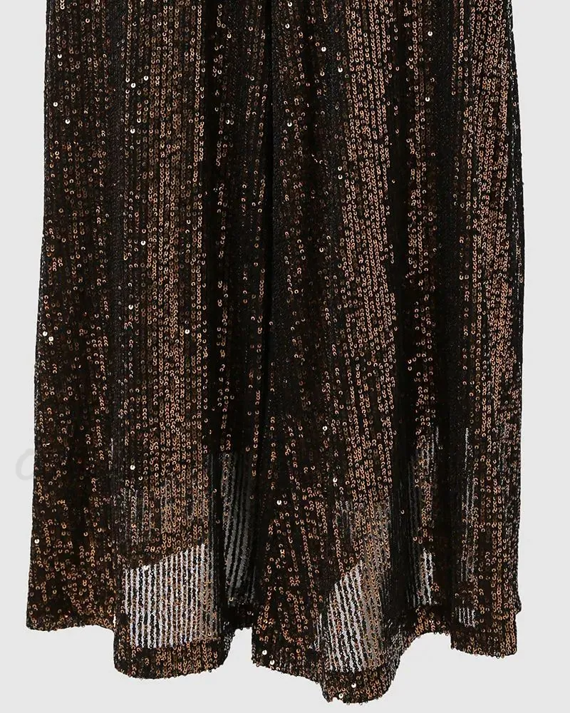Wide Leg Sequin High Waisted Flare Pants