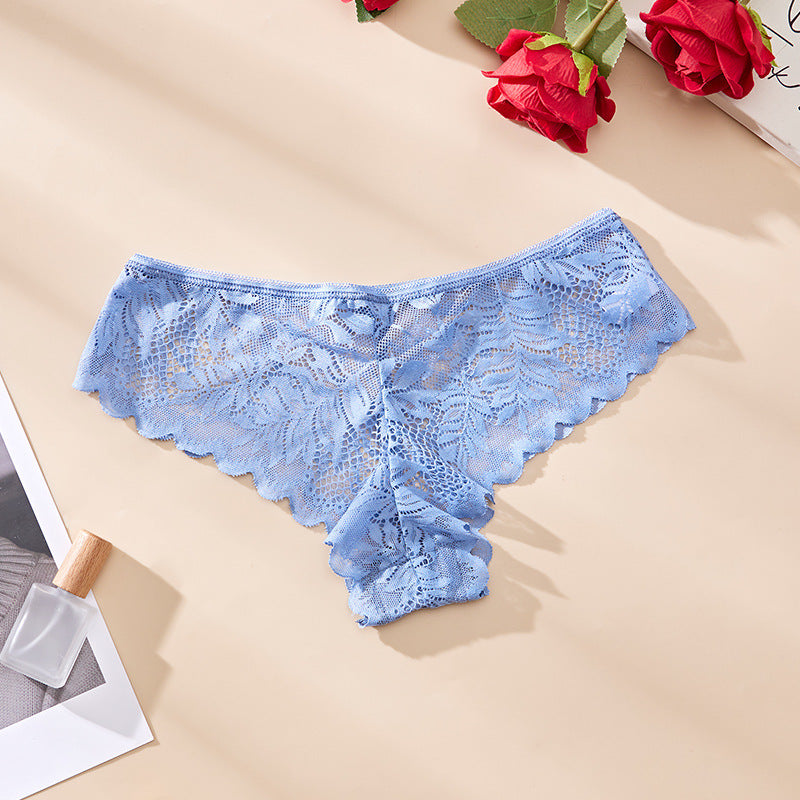 Lace Low Waist Solid Color Hollow Panties