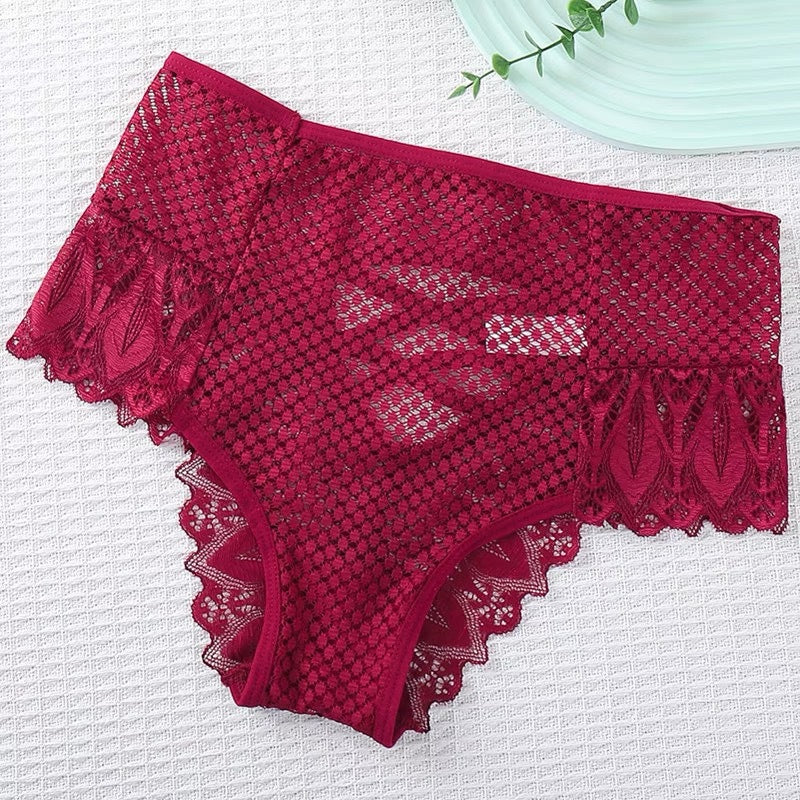Lace Panties Cross Strap Hollow Breathable Seamless Briefs