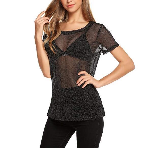 High Elastic Mesh Sexy Mesh See-Through T-Shirt