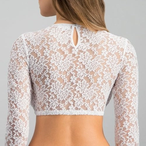 Long-Sleeved Lace See-Through Waist-Revealing Outerwear