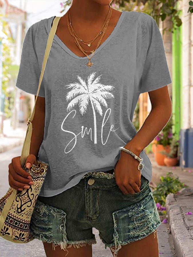 Palm Tree Print Short Sleeve T-Shirt