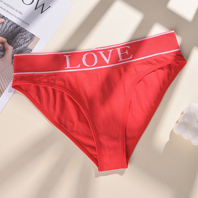 Letter Simple Soft Mid-Waist Fashionable Daily Comfortable Underwear