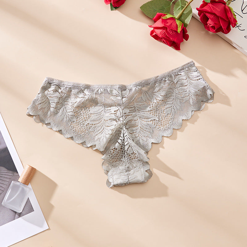 Lace Low Waist Solid Color Hollow Panties
