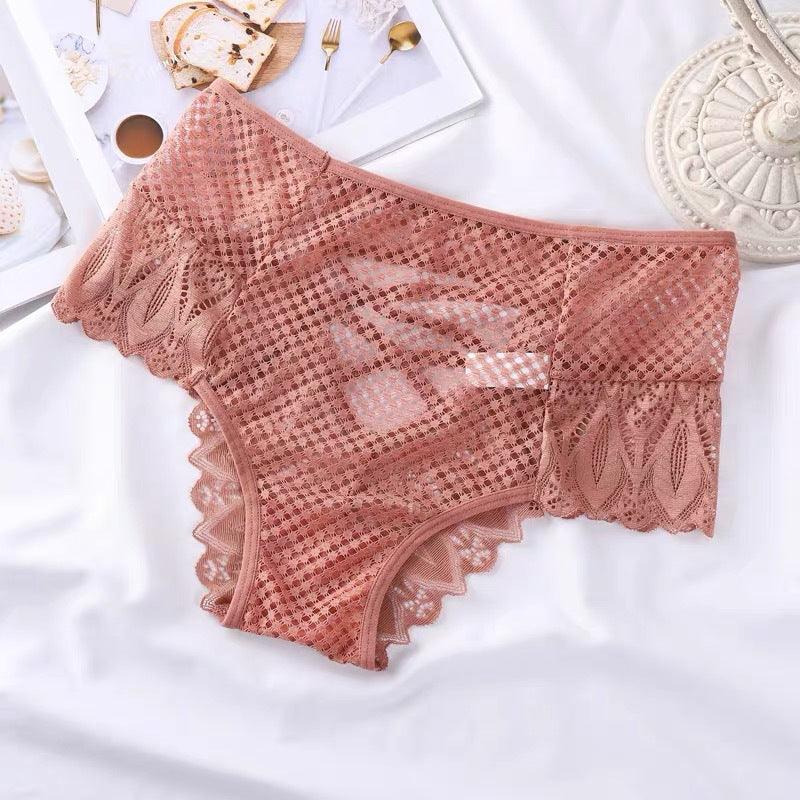 Lace Panties Cross Strap Hollow Breathable Seamless Briefs