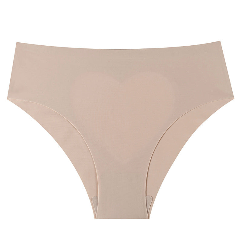 Ice Silk Seamless Mid-Waist Invisible Hollow Heart Briefs