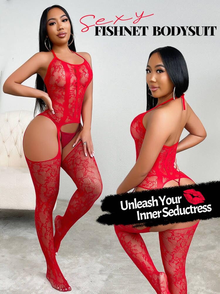 Fishnet Bodystocking Crotchless Bodysuit Sexy Tights Soft Lingerie