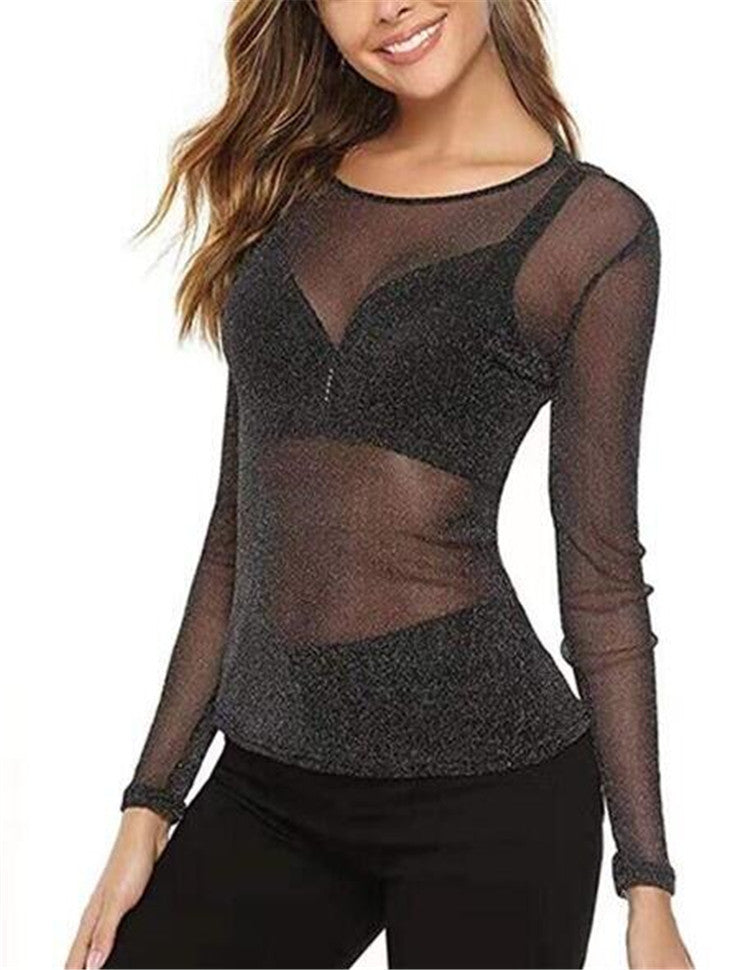 High Elastic Mesh Sexy Mesh See-Through T-Shirt