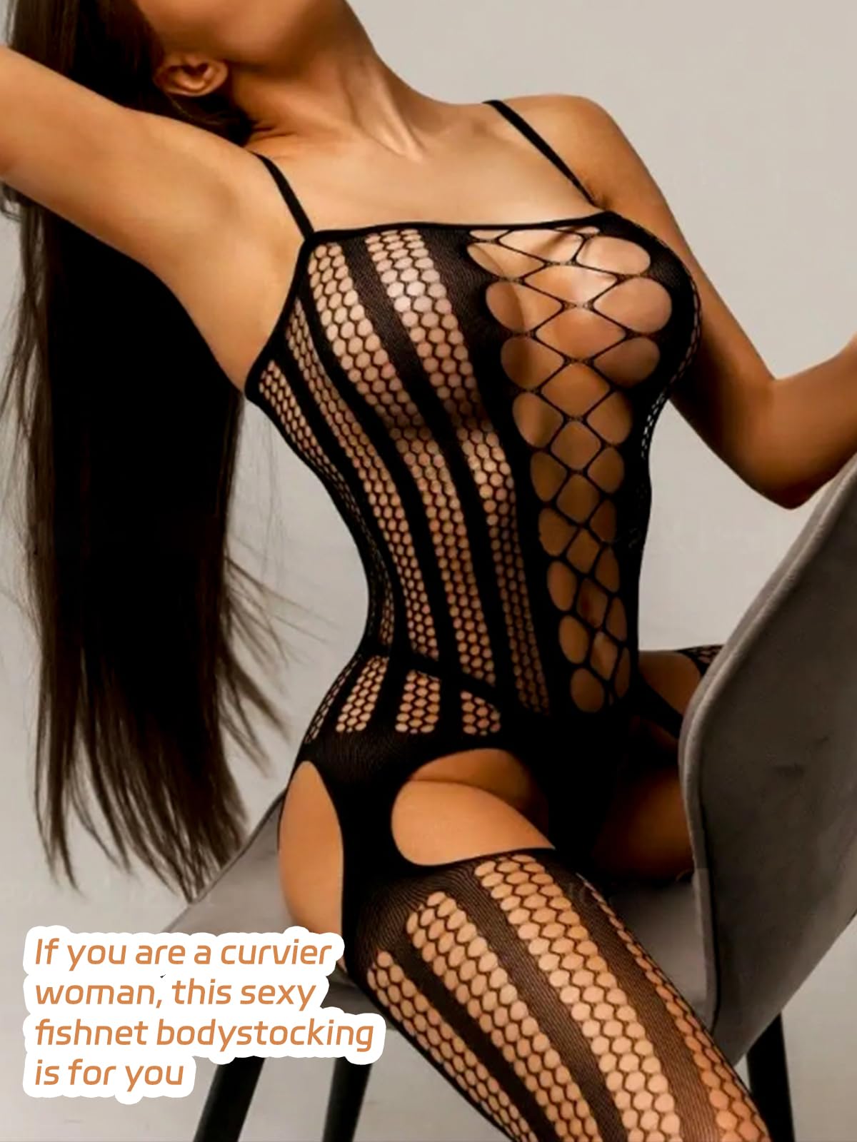 Fishnet Bodystocking Crotchless Bodysuit Sexy Tights Soft Lingerie