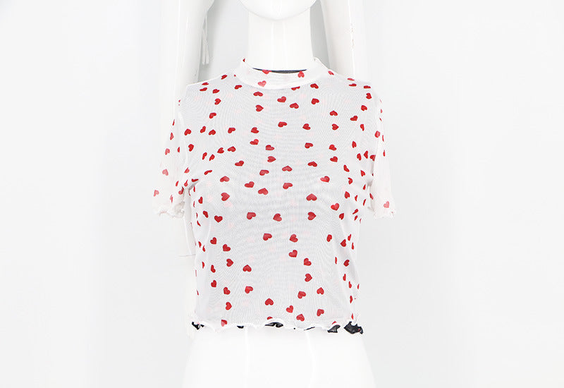 Love Mesh Sexy And Cute Navel Crop Top
