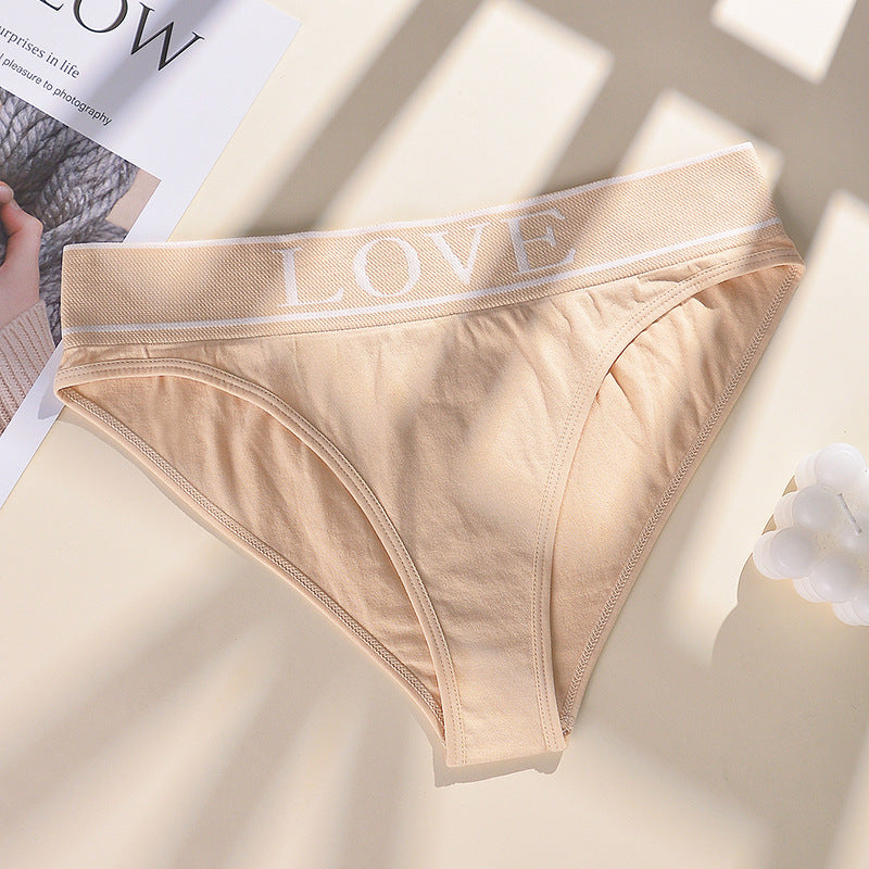 Letter Simple Soft Mid-Waist Fashionable Daily Comfortable Underwear