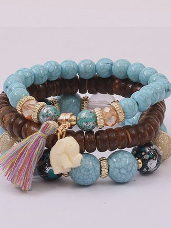 Ethnic Alloy Vintage Boho Beaded Tassel Bracelet