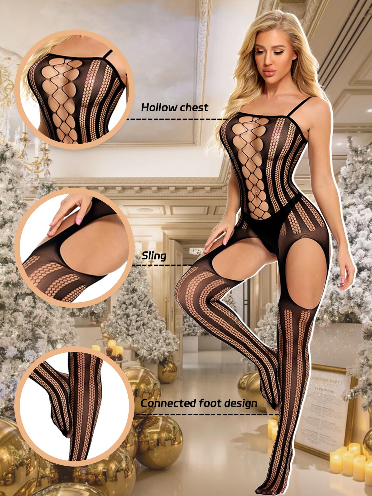 Fishnet Bodystocking Crotchless Bodysuit Sexy Tights Soft Lingerie