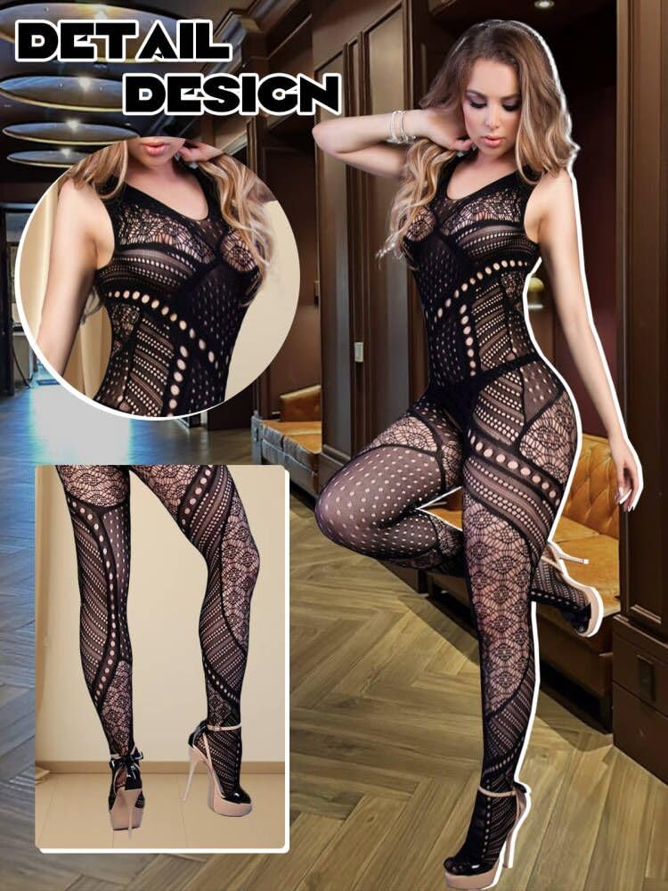 Fishnet Bodystocking Crotchless Bodysuit Sexy Tights Soft Lingerie