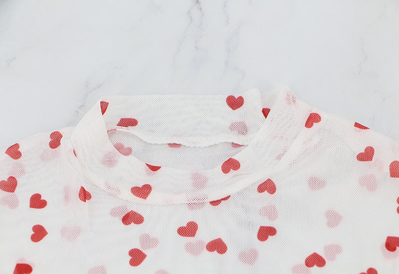 Love Mesh Sexy And Cute Navel Crop Top