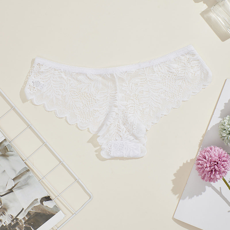 Lace Low Waist Solid Color Hollow Panties
