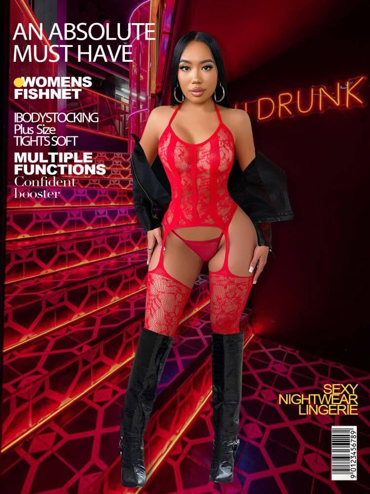 Fishnet Bodystocking Crotchless Bodysuit Sexy Tights Soft Lingerie