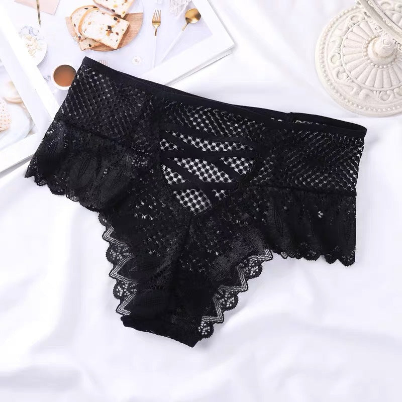 Lace Panties Cross Strap Hollow Breathable Seamless Briefs