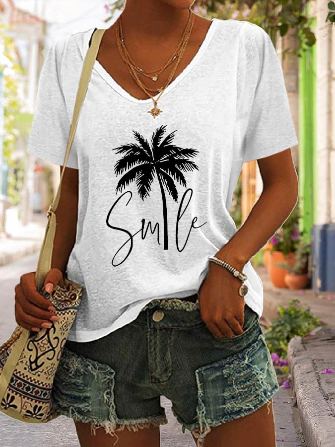 Palm Tree Print Short Sleeve T-Shirt
