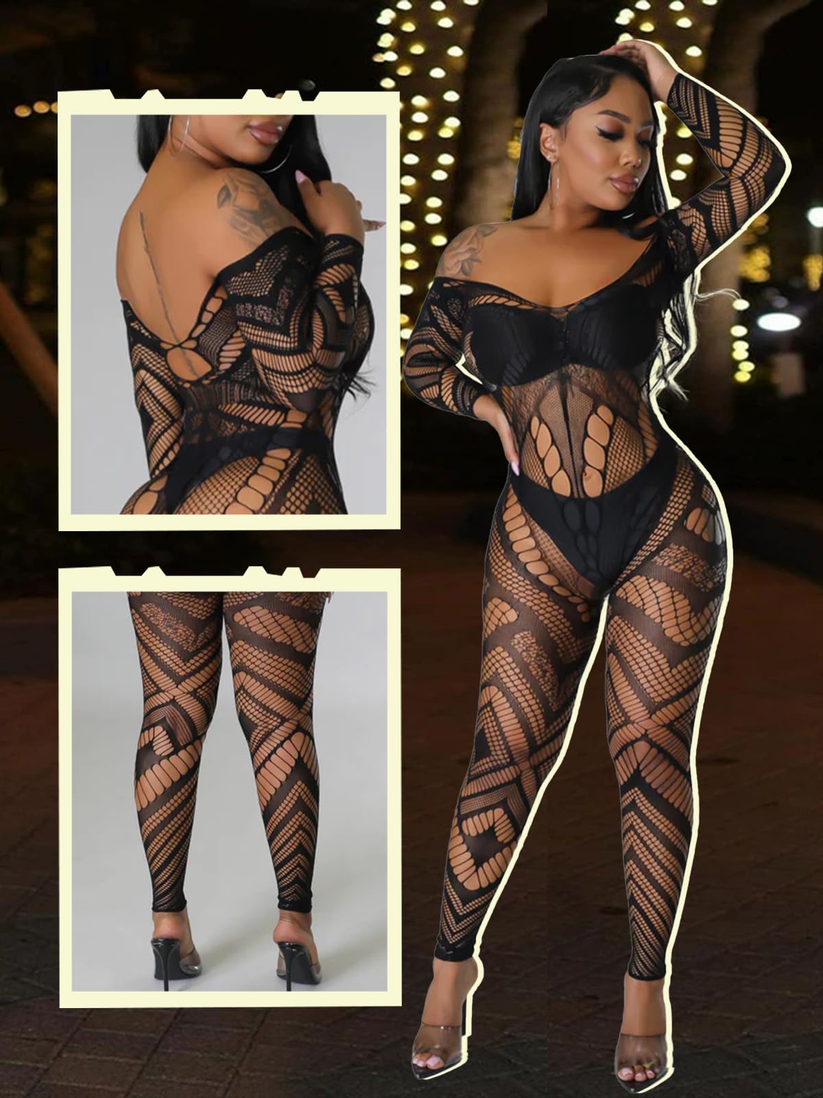 Fishnet Bodystocking Crotchless Bodysuit Sexy Tights Soft Lingerie
