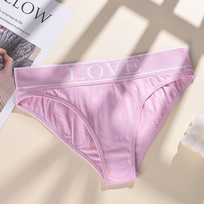 Letter Simple Soft Mid-Waist Fashionable Daily Comfortable Underwear