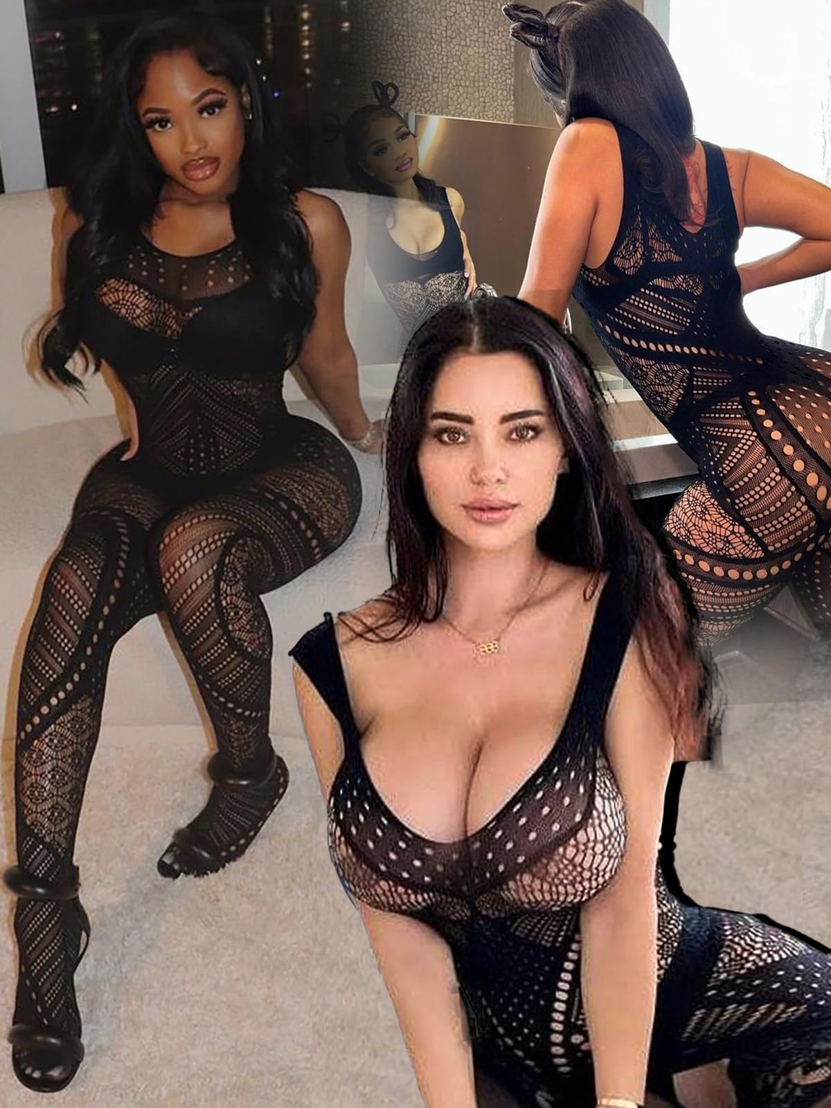 Fishnet Bodystocking Crotchless Bodysuit Sexy Tights Soft Lingerie