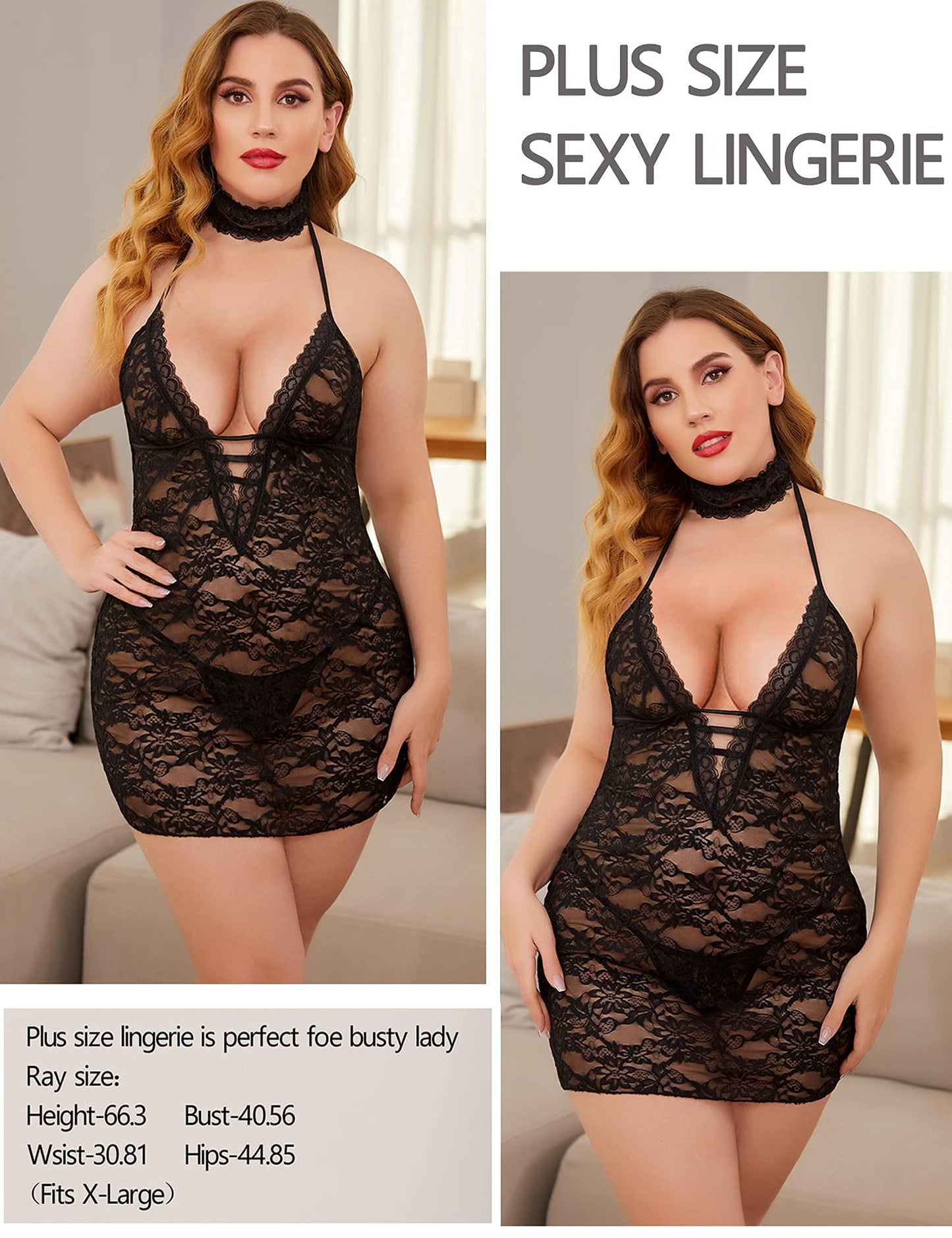 Babydoll Lingerie Lace Chemise Halter Nightwear Teddy Dress