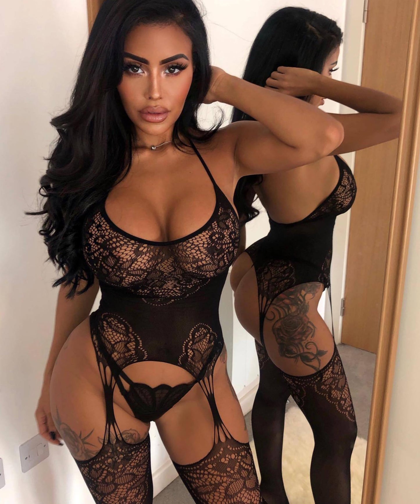 Fishnet Bodystocking Crotchless Bodysuit Sexy Tights Soft Lingerie