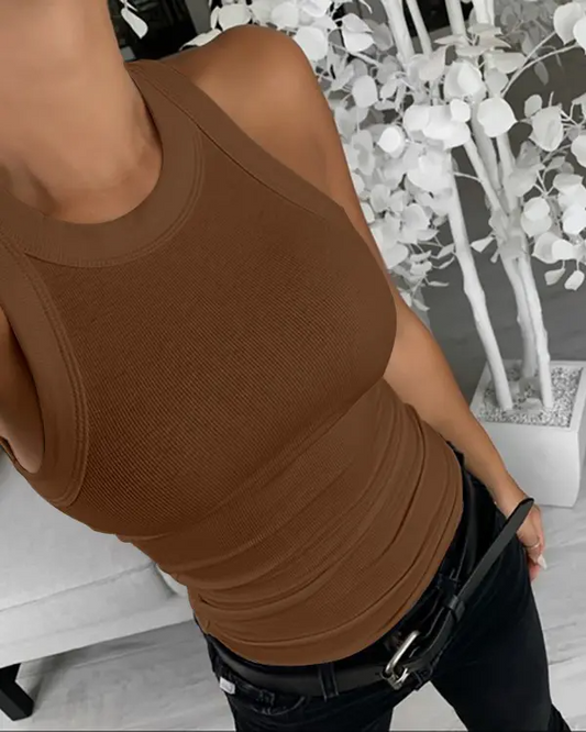 O-Neck Knit Sleeveless Casual Top