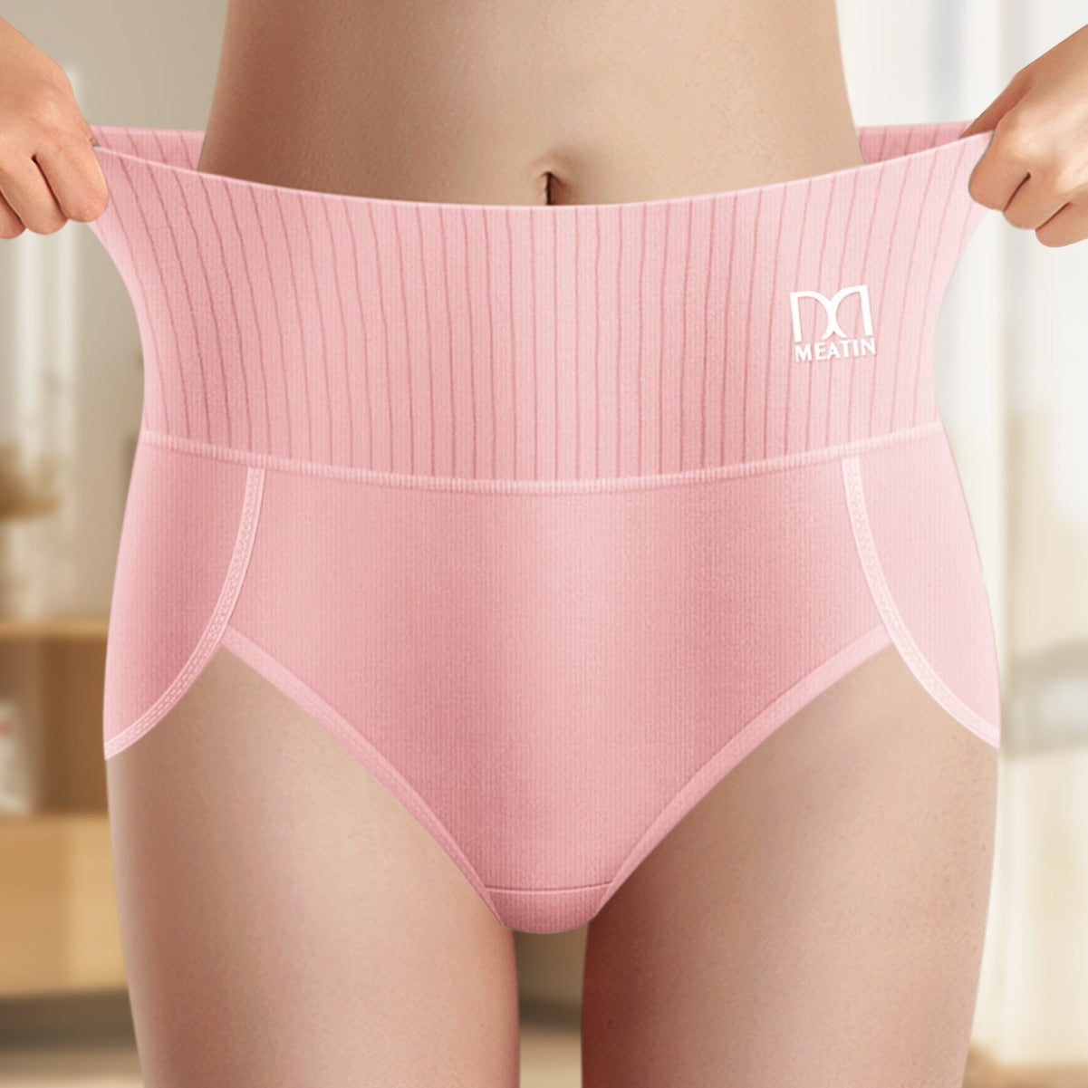 Breathable Solid Solor Tummy-Controlling Butt Lift High Waisted Briefs